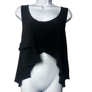 Sympli Shirt Womens 8 Black Stretch Blouse Hi-low Tank Top Art to Wear Lagonlook